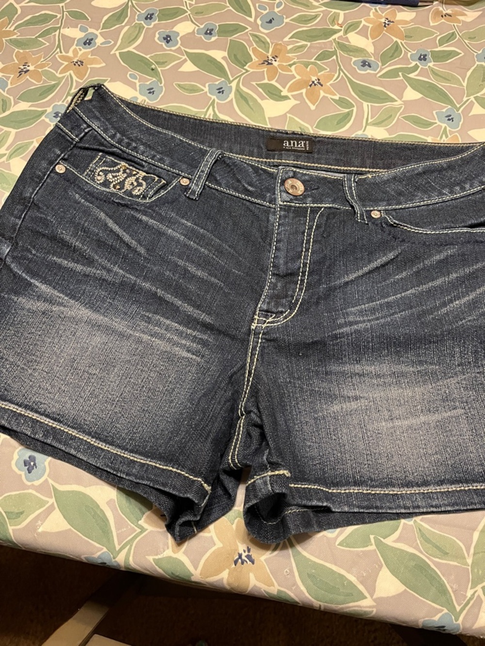 a.n.a Dark Blue Distressed Denim Cutoff Shorts